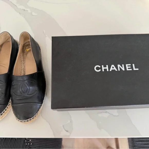 CHANEL Black Leather Espadrilles - Picture 9 of 9